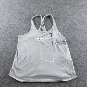 Under Armour Tank Top Womens S Gray Loose Racerback Logo Athletic Gym Running